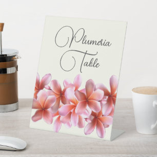 Plumeria Wedding Table Number of Name Reclamebord Met Voetstuk