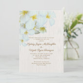 Plumeria Wood Rustic Hawaiian Flowers Wedding Kaart (Staand voorkant)