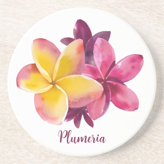 Plumeria Zandsteen Onderzetter (Voorkant)