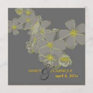 Plumerias diy kleuren, grijs geel zwart kaart