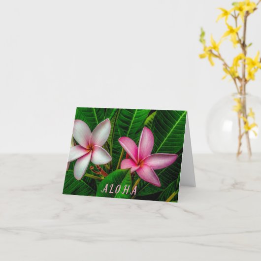 Plumerias in wit en roze gevouwen Wenskaart Kaart (Gele Bloem)