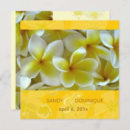 Plumerias op gele achtergrond kaart (Voorkant / Achterkant)