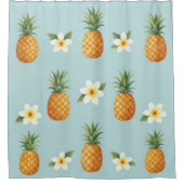 Plumerias & Pineapples Douchegordijn (Voorkant)
