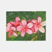 Plumerias roze fleece deken (Voorkant (Horizontaal))