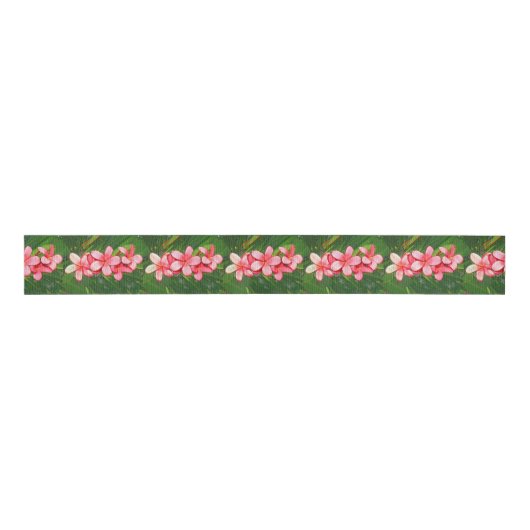 Plumerias roze grosgrain lint (Voorkant)