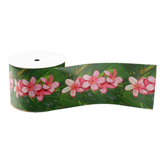 Plumerias roze grosgrain lint (Spoel)