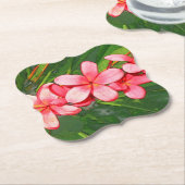 Plumerias roze kartonnen onderzetters (Gekanteld)