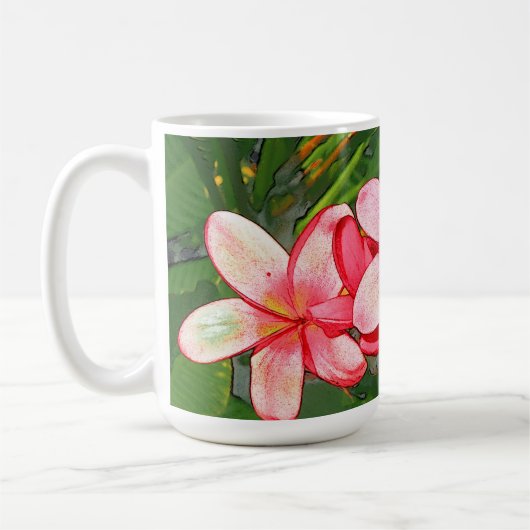 Plumerias roze koffiemok (Links)