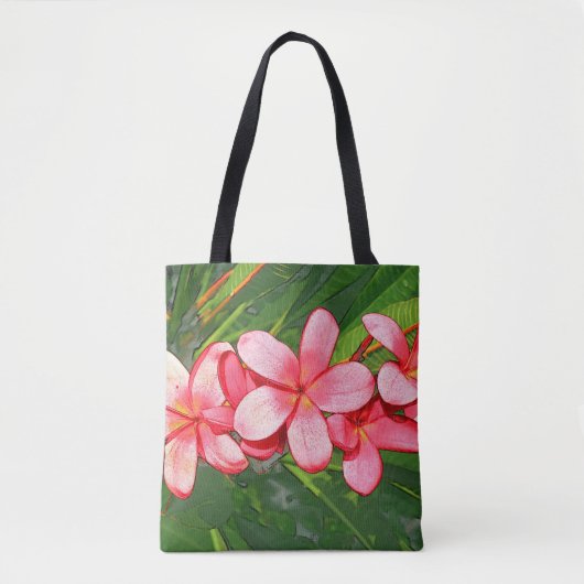 Plumerias roze tote bag (Voorkant)