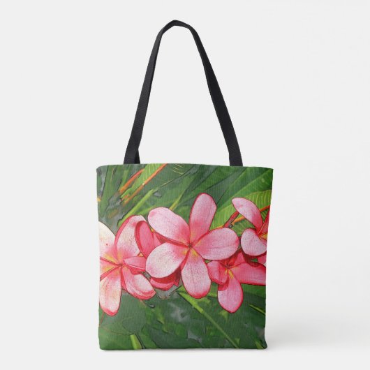 Plumerias roze tote bag (Achterkant)