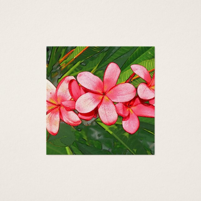 Plumerias roze vierkante visitekaartjes (Voorkant)