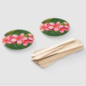 Plumerias roze witte wattenmasker handwaaier (Niet-gemonteerd)