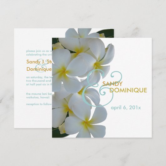 Plumerias tropische bruiloft kaart (Voorkant / Achterkant)