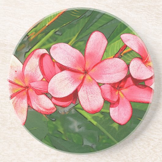 Plumeria's Zandsteen Onderzetter (Voorkant)