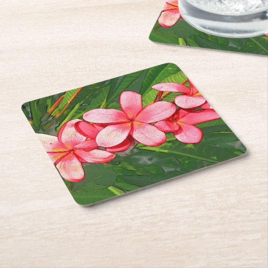Plumerie Kartonnen Onderzetters (Schuin)