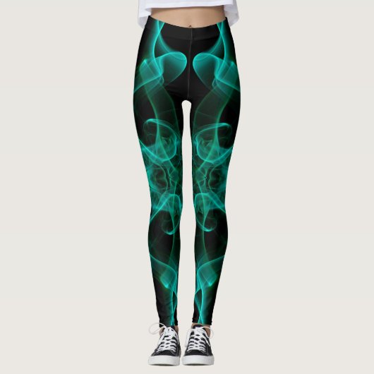 Plumes van groene rook op zwart leggings (Voorkant)