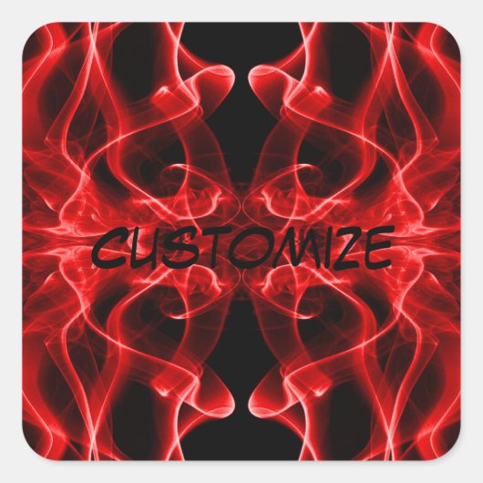 Plumes van Red Smoke Custom op Black Vierkante Sticker (Voorkant)