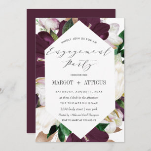 PlumMagnolia Typography Wedding Engagement Party Kaart