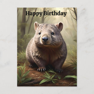 Plump Brown Australian Wombat, Verjaardag Briefkaa Briefkaart