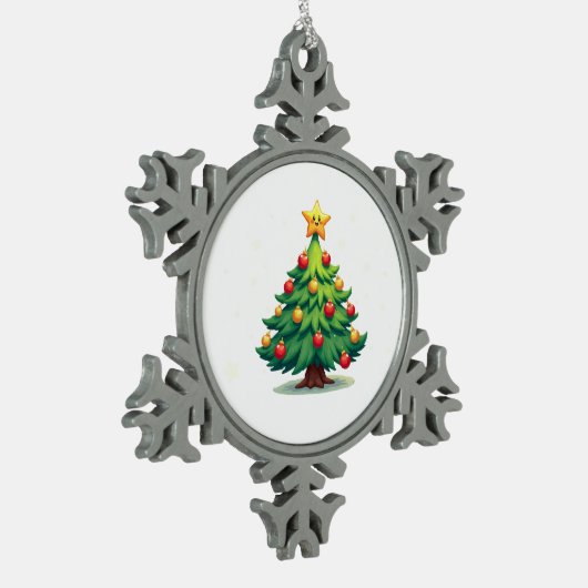 Plump Kawaii Christmas Tree Sparkling Ornaments Tin Sneeuwvlok Ornament (Links)