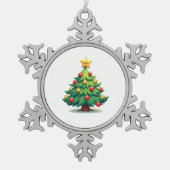 Plump Kawaii Christmas Tree Sparkling Ornaments Tin Sneeuwvlok Ornament (Voorkant)