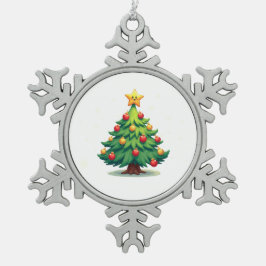 Plump Kawaii Christmas Tree Sparkling Ornaments Tin Sneeuwvlok Ornament