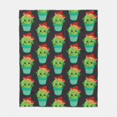 Plump Round Cactus in een Red Sombrero Pattern Fleece Deken (Voorkant)