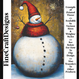Plump Round Happy Jolly Snowman BA7 Decoupage Tissuepapier