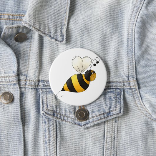 Plump Winged Bumble Bee Ronde Button 7,6 Cm (In situ)