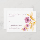 Plumrose-antwoordkaarten RSVP Kaartje (Voorkant / Achterkant)