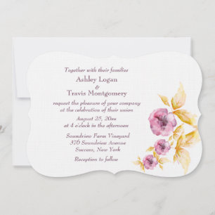 Plumrose Waterverf Wedding Invitations Kaart