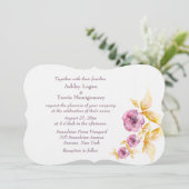 Plumrose Waterverf Wedding Invitations Kaart (Staand voorkant)