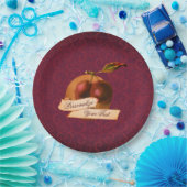   Plums Burgundy Damask Pattern Papieren Bordje (Feest)