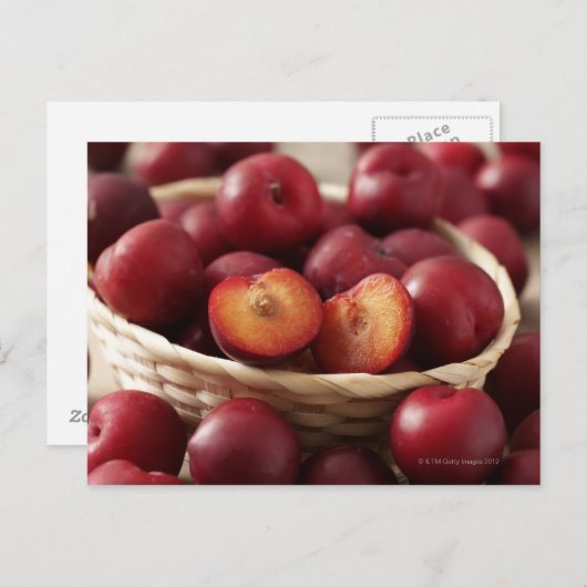 Plums in mand briefkaart (Voorkant / Achterkant)