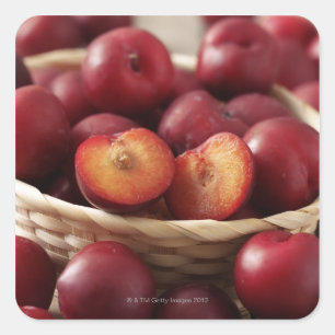 Plums in mand vierkante sticker