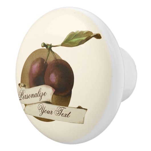   Plums Retro Fruit Old School Keramische Knop (Rechts)