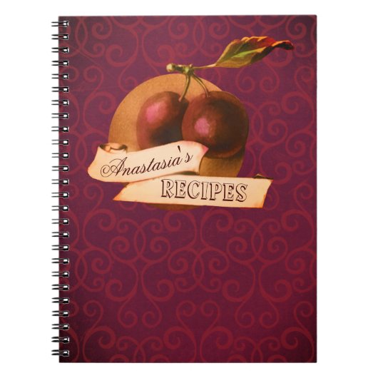 Plums Retro Fruit Old School Notitieboek (Voorkant)