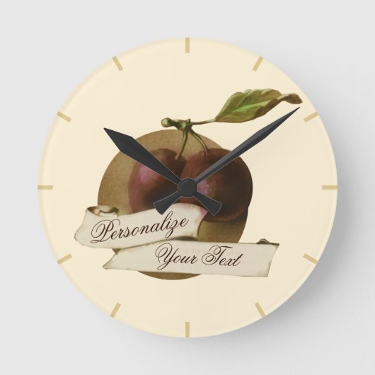 Plums Retro Fruit Old School Ronde Klok (Voorkant)
