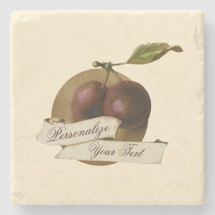 Plums Retro Fruit Old School Stenen Onderzetter