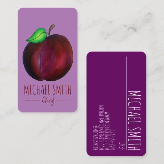 Plums Ripe Summer Paars Plum Fruit Canning Chef Visitekaartje (Voorkant / Achterkant)
