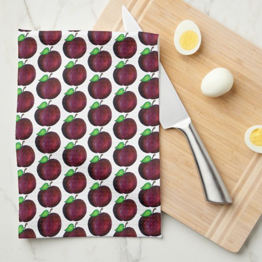 Plums Ripe Summer Paars Plum Fruit Decor Theedoek (Quarter Fold)