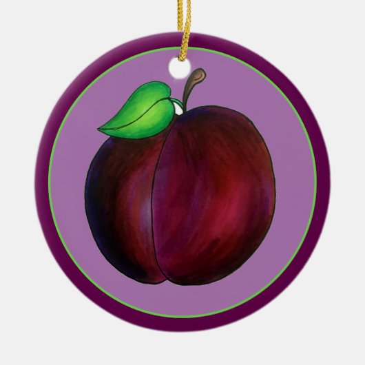 Plums Ripe Summer Paars Plum Fruit Illustration Keramisch Ornament (Voorkant)
