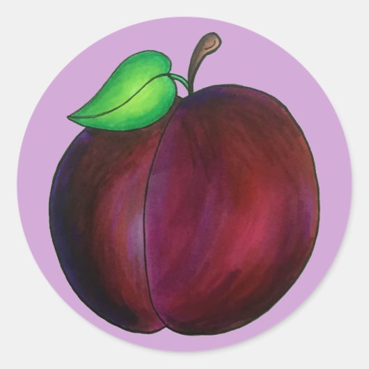 Plums Ripe Summer Paars Plum Fruit Illustration Ronde Sticker (Voorkant)