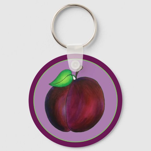 Plums Ripe Summer Paars Plum Fruit Illustration Sleutelhanger (Voorkant)