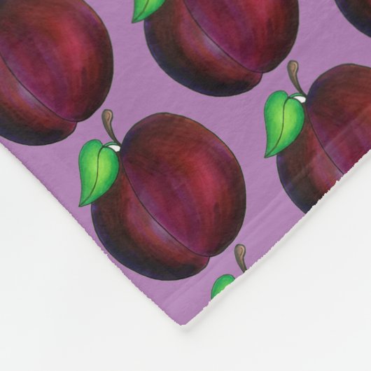 Plums Ripe Summer Paars Plum Fruit Print Fleece Deken (Hoek)