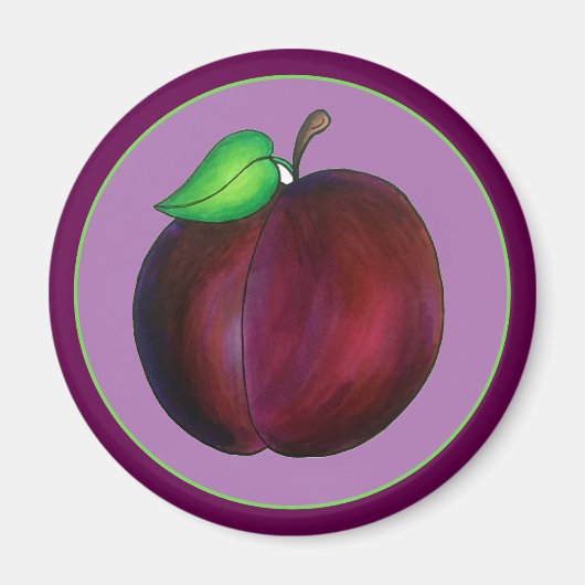 Plums Ripe Summer Paars Plum Fruit Print Magneet (Voorkant)