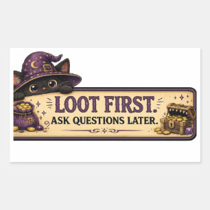 Plunder eerst, stel later vragen D&D kat sticker