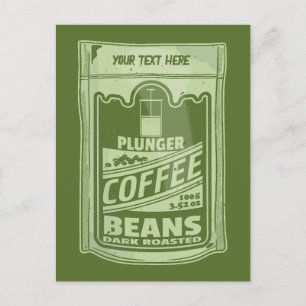Plunger koffie pop art food verpakking illustratie briefkaart