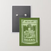 Plunger koffie pop art food verpakking illustratie button (Voorkant / Achterkant)