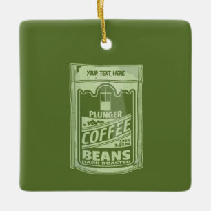 Plunger koffie pop art food verpakking illustratie keramisch ornament